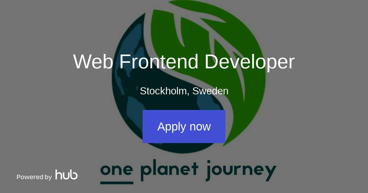 The Hub | Web Frontend Developer | One Planet Journey