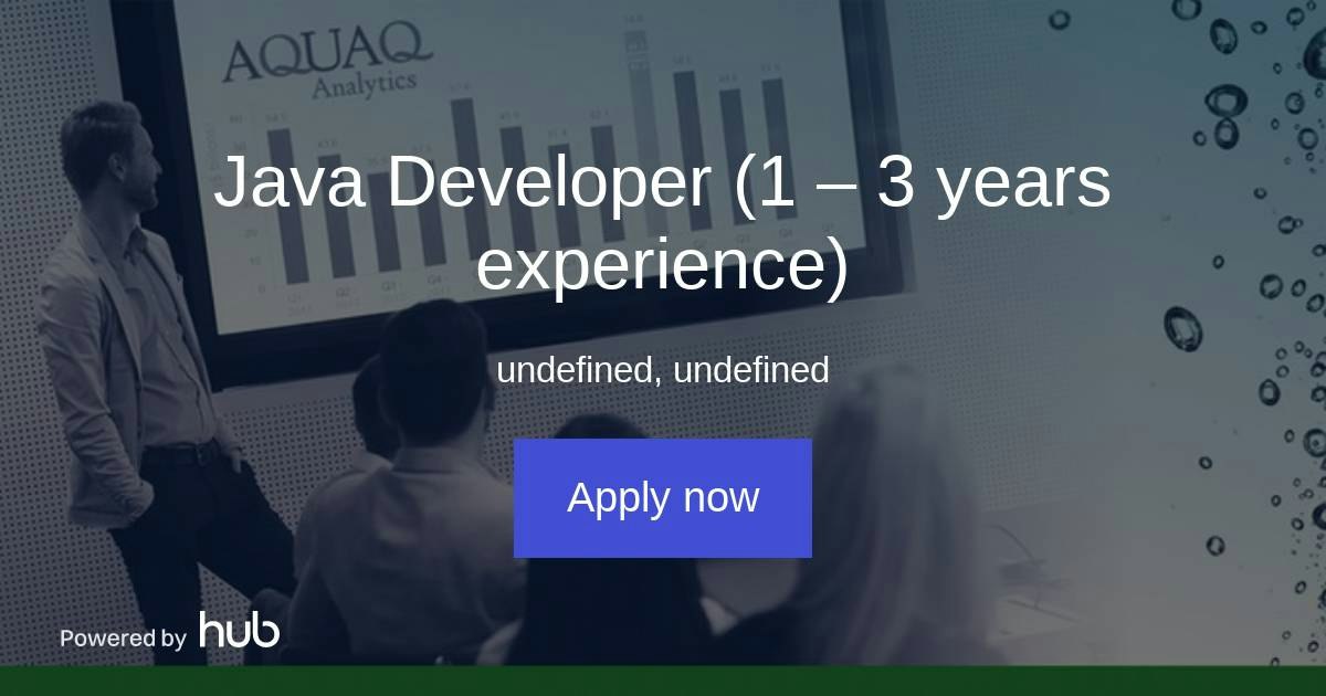 The Hub | Java Developer (1 – 3 years experience) | AquaQ Analytics