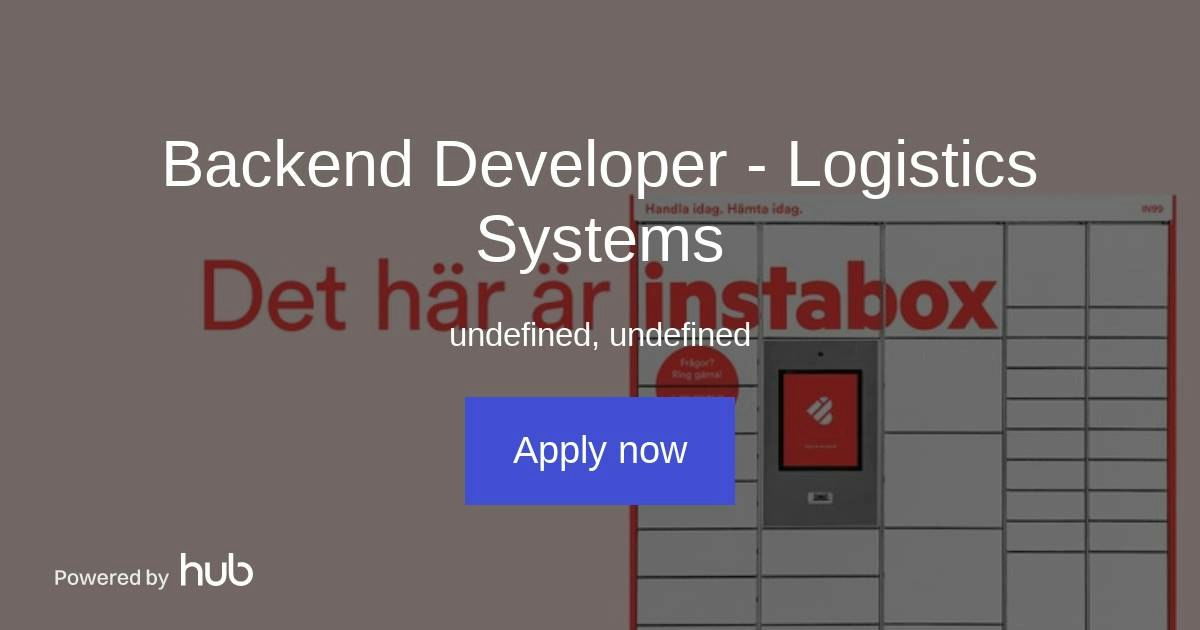The Hub | Backend Developer - Logistics Systems | Instabox