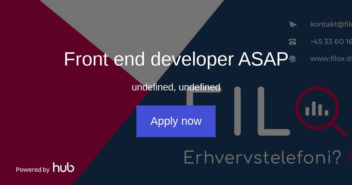 The Hub | Front end developer ASAP | Filox