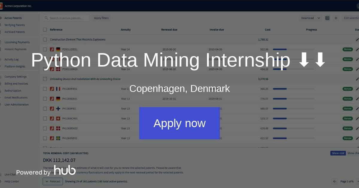 The Hub | Python Data Mining Internship ⬇⬇ | PatentRenewal.com
