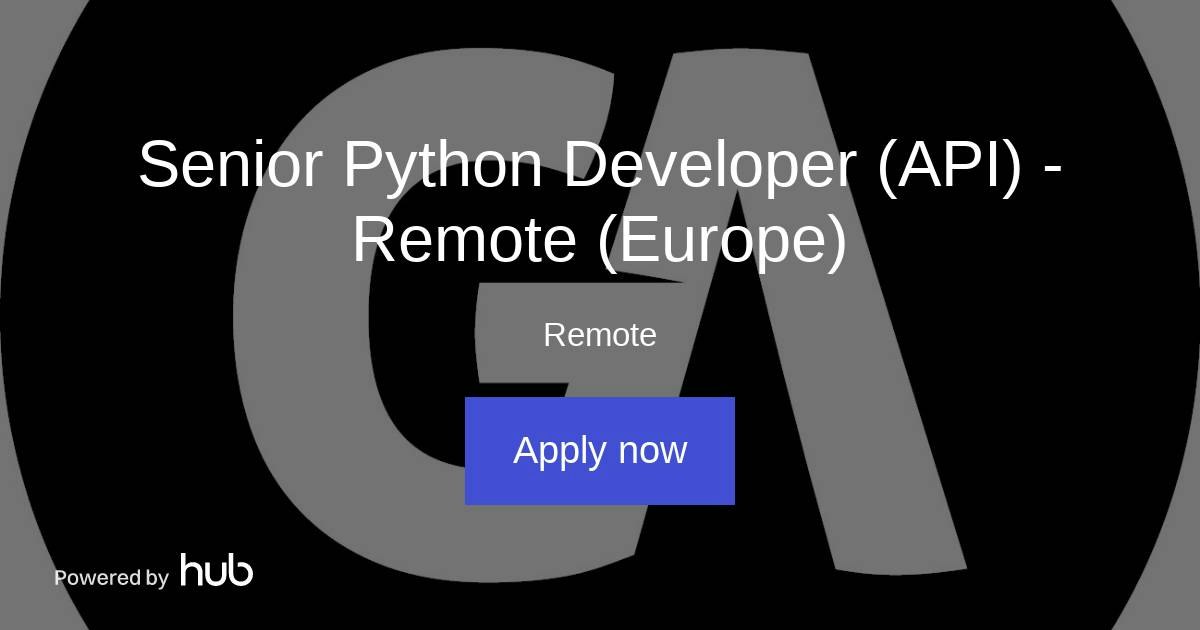 The Hub | Senior Python Developer (API) - Remote (Europe) | GameAnalytics