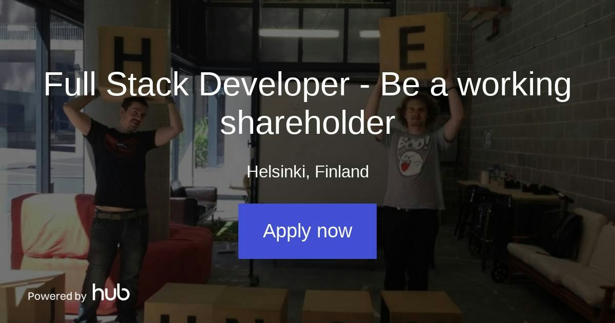 The Hub | Full Stack Developer - Be a working shareholder | Hunome