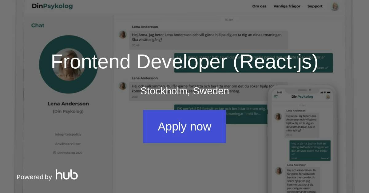The Hub | Frontend Developer (React.js) | Din Psykolog