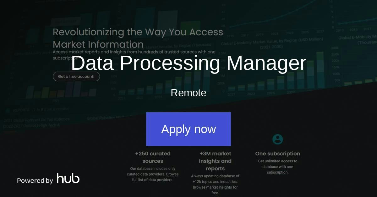 The Hub | Data Processing Manager | Statzon