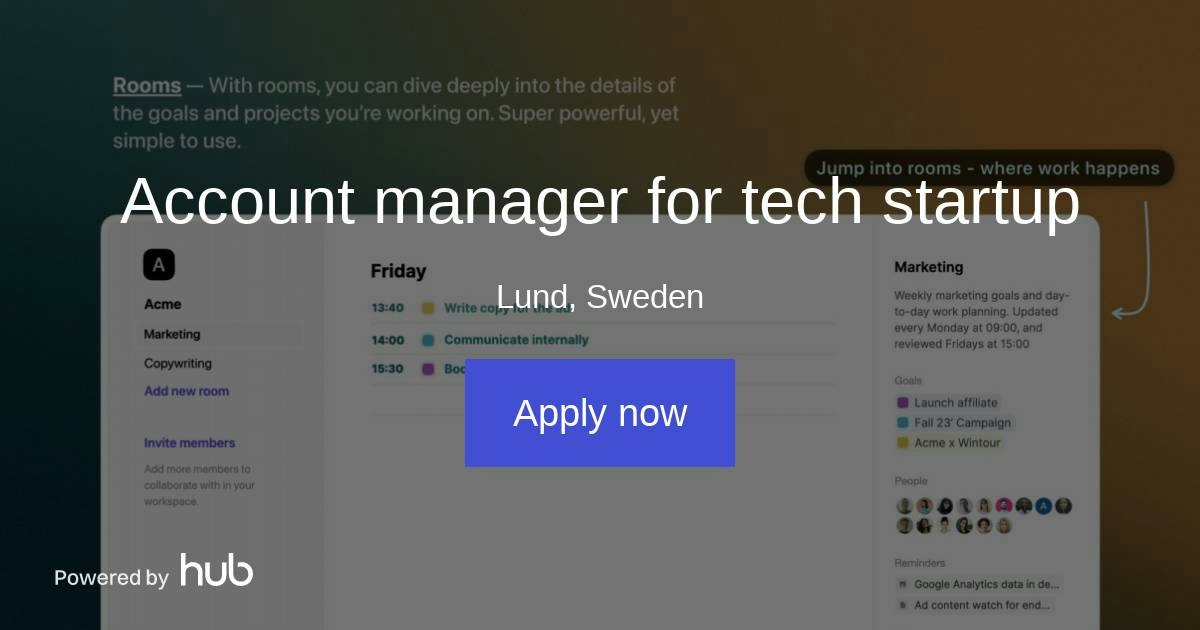 The Hub | Account manager for tech startup | Pembio