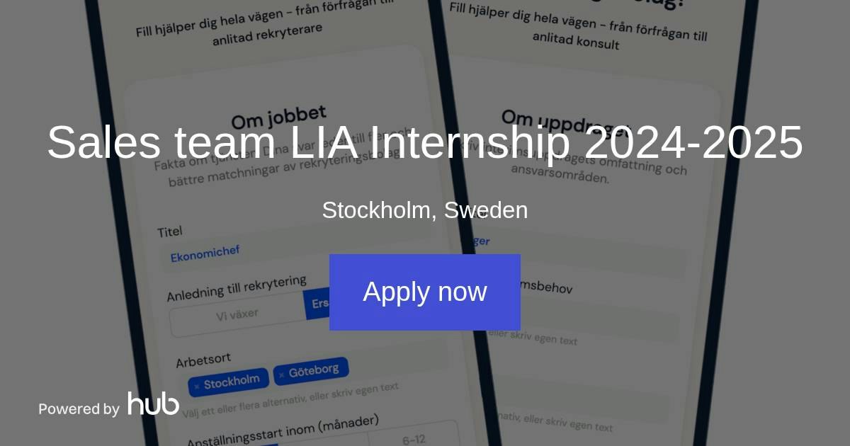 The Hub | Sales team LIA Internship 2024-2025 | Fill