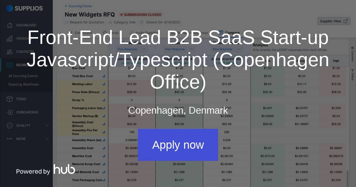 The Hub | Front-End Lead B2B SaaS Start-up Javascript/Typescript ...