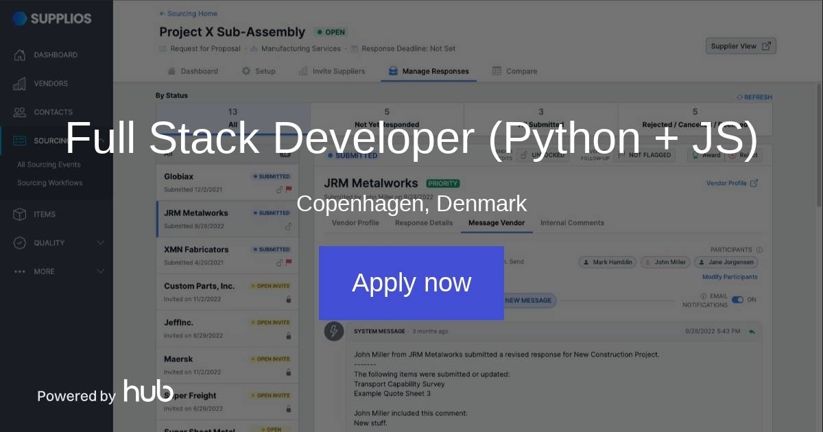 The Hub | Full Stack Developer (Python + JS) | Supplios
