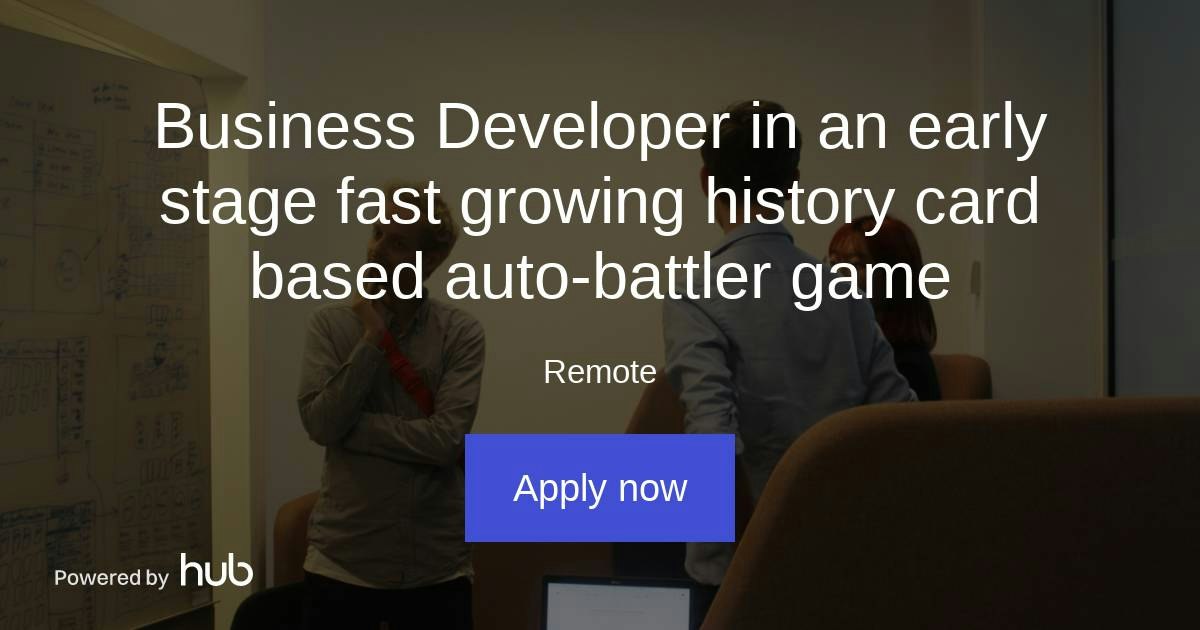 The Hub | Business Developer in an early stage fast growing history ...