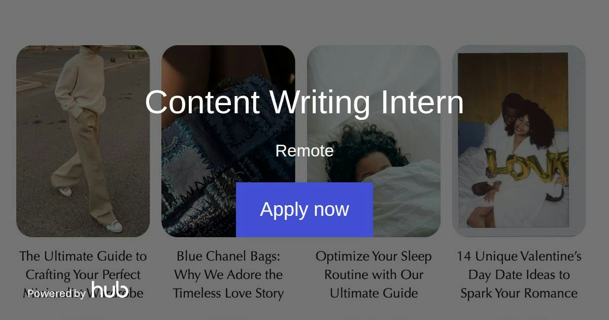 The Hub | Content Writing Intern | The Sunday Snug