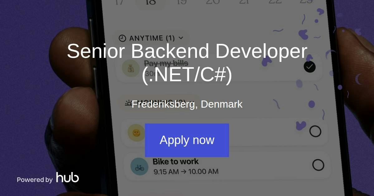 The Hub | Senior Backend Developer (.NET/C#) | Tiimo | AI Planning ...